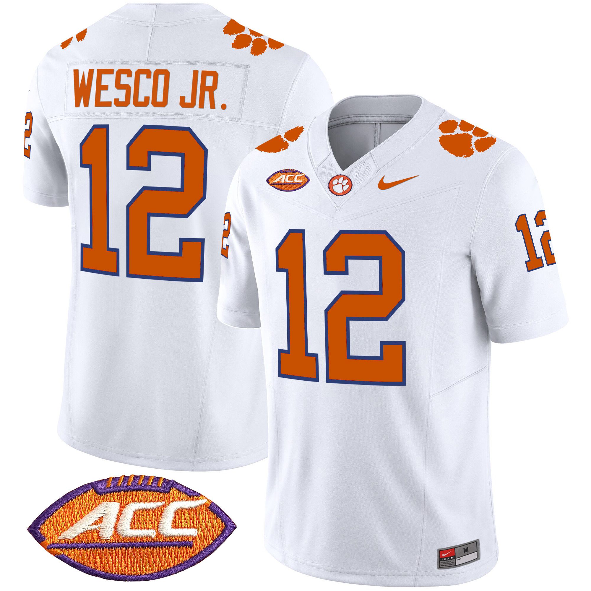 Men Clemson Tigers #12 Wesco jr White 2024 Nike Vapor Limited NCAA Jersey